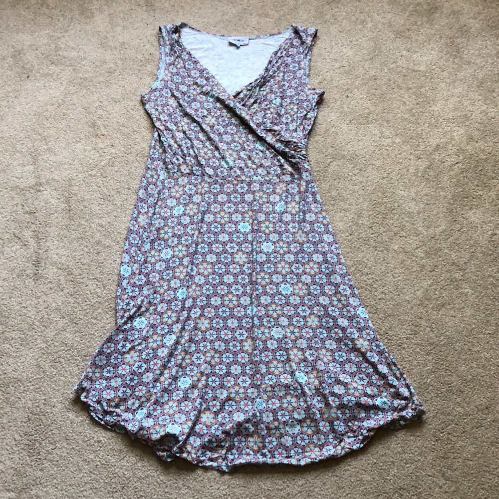 Blue platypus surplice wrap top sleeveless dress